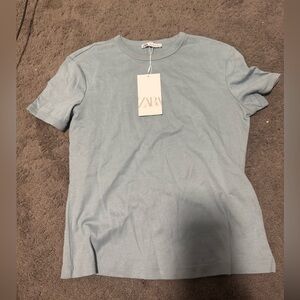 Zara Soft Blue Crew Neck Tee
